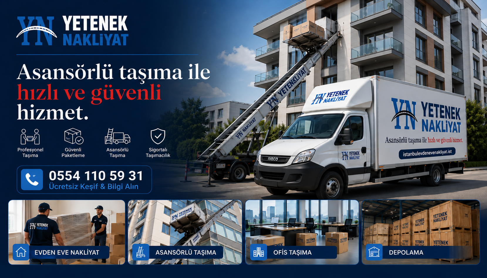 Yetenek Nakliyat dış cephe asansörlü taşıma hizmeti