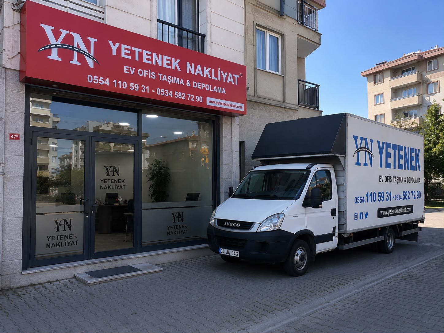 Yetenek Nakliyat kurumsal ofisi ve nakliye aracı